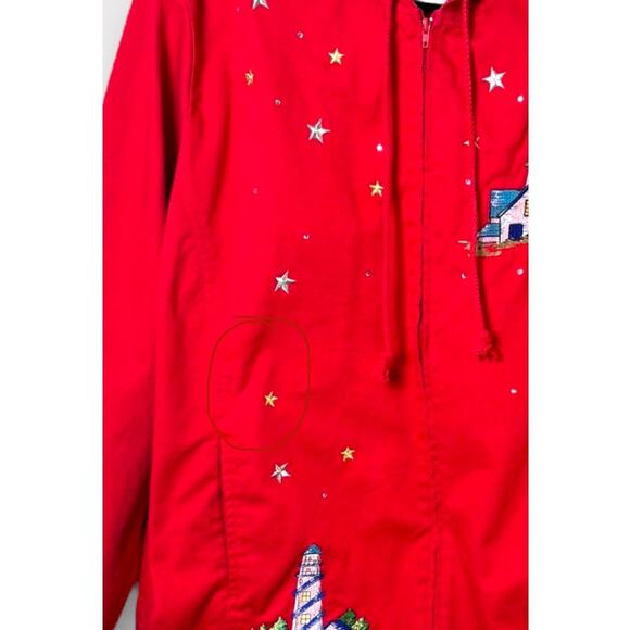 Quacker Factory Lighthouse Jacket Embroidered Full Zip Nautical Lightweight XL - Picture 8 of 9